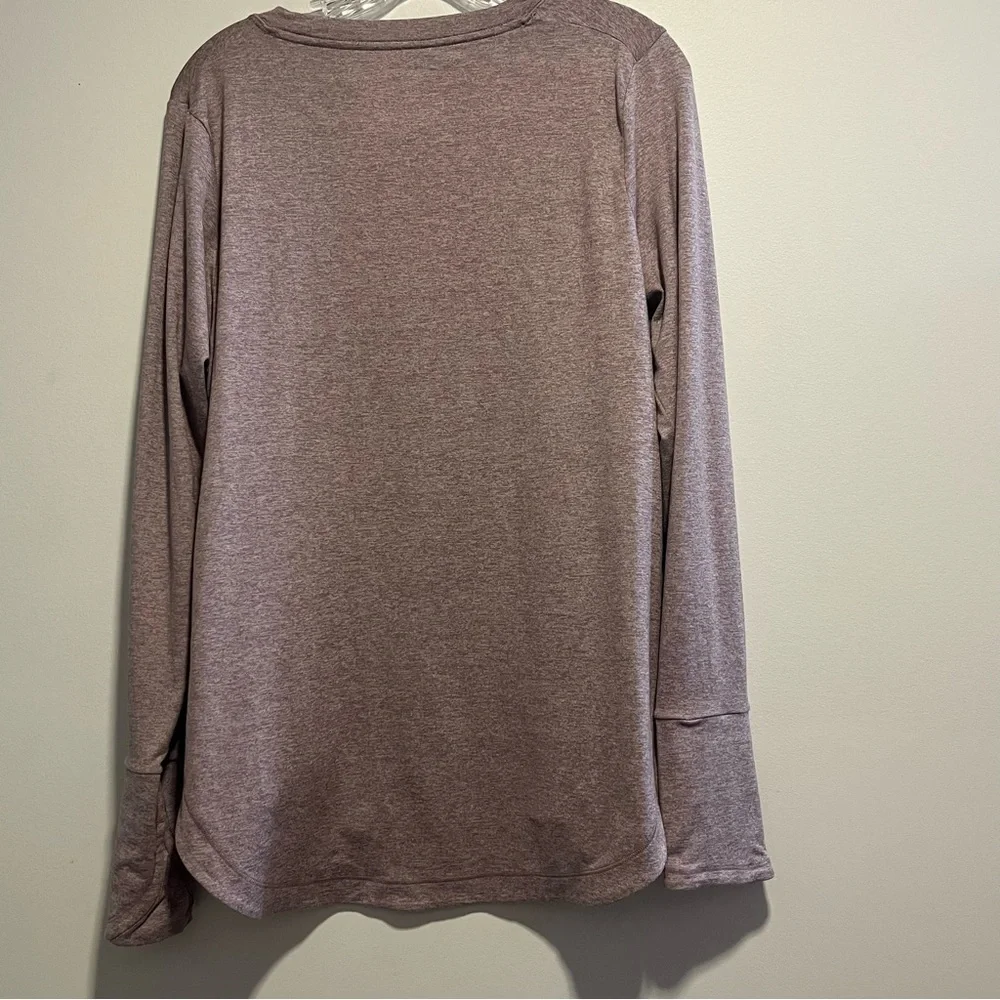 Athleta Uptempo Elevate Top Heathered Mauve Long Sleeve Performance Tee - Picture 8 of 10